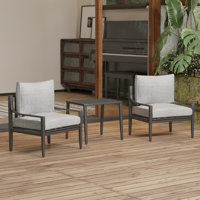 Patio Furniture Set With Cushion, 3 Pcs Aluminum Outdoor Sectional Sofa Set With Chair, Table | All Weather Use Modular Seating Conversation Set For P