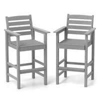 Patio Adirondack Bar Chairs Set Of 2 With Wide Armrests & Footrest Backrest