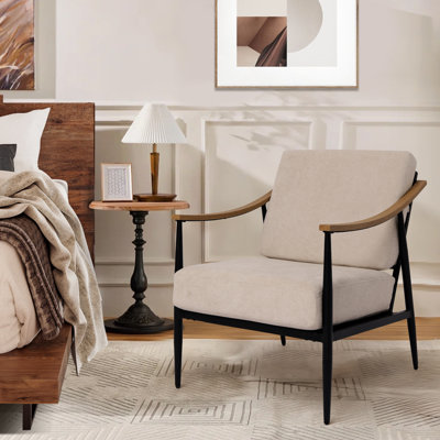 26" Wide Mid-Century Modern Upholstered Accent Chair Comfy Lounge Armchair by George Oliver