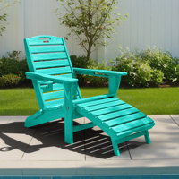 Firepit Chairs Wood Texture Foldable Adirondack Chair With Ottoman by Dovecove