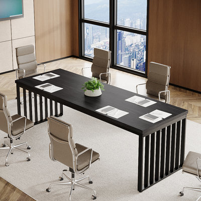 Reidy 78.7" Conference Table with Metal Legs for 4-6 People by 17 Stories