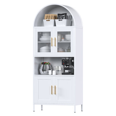 Metal Display Cabinet With Glass Doors And Adjustable Shelves, Modern Freestanding Arched Cabinet, Antique Cabinets, Porcelain Cabinets, Bookshelves,a by Ebern Designs