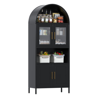 Metal Display Cabinet With Glass Doors And Adjustable Shelves, Modern Freestanding Arched Cabinet, Antique Cabinets, Porcelain Cabinets, Bookshelves,a by Ebern Designs