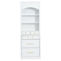 Modern 83.7" Freestanding Kitchen Hutch With Faux Marble Top, Tall Display Cabinet, 5 Drawers & Adjustable Shelf by Ivy Bronx