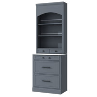 Modern 83.7" Freestanding Kitchen Hutch With Faux Marble Top, Tall Display Cabinet, 5 Drawers & Adjustable Shelf by Ivy Bronx