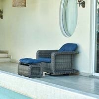 Patio Glider Swivel Rocker Set: 2Piece Patio Furniture Sets, 360° Swivel Rocking Chairs With Ottoman, Rust-Resistant Cushion -Perfect For Backyard/Dec by Lark Manor