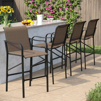 Patio Bar Height Textilene Chairs with Armrest by Lark Manor