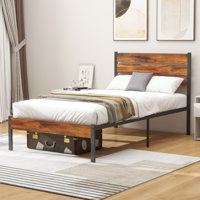 Platform Bed Frame with Wood Headboard and Footboard No Box Spring Needed by 17 Stories