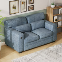 Pull Out Sofa Bed, Sleeper Sofa with 2 USB Charging Ports, Comfortable Loveseat Sleeper with Removable Covers by Latitude Run