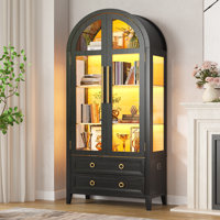 Freestanding Arch Display Cabinet with 3-Color Light Modes and Motion Sensor by Breakwater Bay