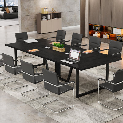 Large Conference Table, Rectangle Meeting Podcast Table by 17 Stories
