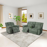 2-Piece Corduroy Living Room Recliner Set, Loveseat&Chair by Ebern Designs