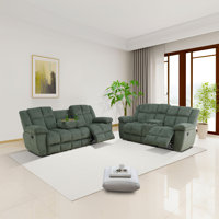 2-Piece Corduroy Living Room Recliner Set, Sofa & Loveseat