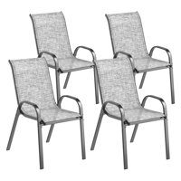 Outdoor Dining Chairs Set of 4, Stackable Patio Dining Chairs, High Back Outdoor Patio Chairs with Breathable Mesh Seat, Metal Frame for Garden Lawn B by George Oliver