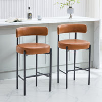 28" Boucle Upholstered Metal Counter Stool by Latitude Run
