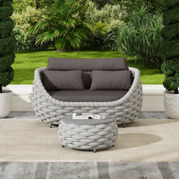 Outdoor Patio Hand-woven Rope Powder-Coated Aluminum Sofa With Coffee Table 2-Piece Set