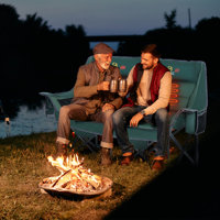 Heated Loveseat Camping Chair, Oversized Padded Couch w/ Battery, Cup Holder, Cooler & Carry Bag for Beach & Lawn by Latitude Run