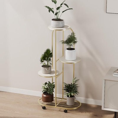 5 Layer Metal Plant Stand with Bottom Pulley for Home Office Patio by 17 Stories