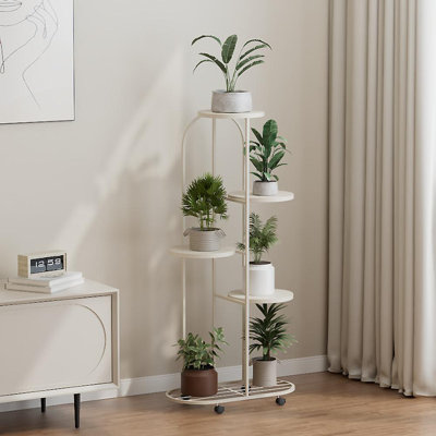 5 Layer Metal Plant Stand with Bottom Pulley for Home Office Patio by 17 Stories