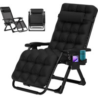 Arlmont & Co. Zero Gravity Chair, Portable Folding Outdoor Recliner w/Removable Cushion, Cup Holder and Pillow by Arlmont & Co.