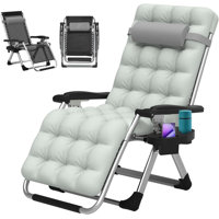 Arlmont & Co. Zero Gravity Chair, Portable Folding Outdoor Recliner w/Removable Cushion, Cup Holder and Pillow by Arlmont & Co.
