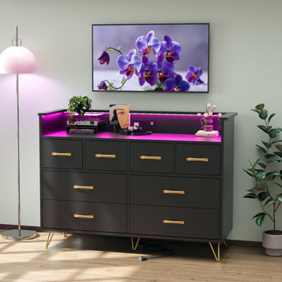 8-Drawer Dresser with LED Light & Charging Station by Wrought Studio