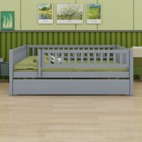 Wood Daybed With Trundle And Fence Guardrails by Latitude Run