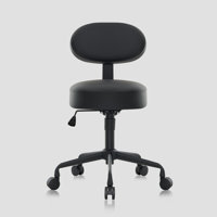 Heavy-Duty Extra-Wide Seat Pneumatic Rolling Stool with Adjustable Height, Memory Foam, and Wheels for Clinic, Garage, Shop, and Office Use – Mechanic by Latitude Run