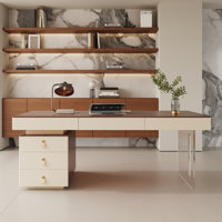63" Acrylic and Metal Office Desk with Storage, Modern Executive Computer Workstation Design by Orren Ellis