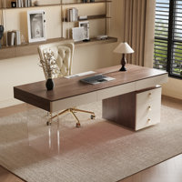 63" Acrylic and Metal Office Desk with Storage, Modern Executive Computer Workstation Design by Orren Ellis