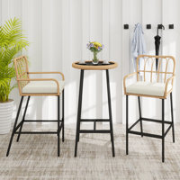 3 Piece Patio Rattan Outdoor Bar Set
