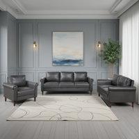 Kohlmeier Modern & Contemporary Faux Leather 3-Piece Living Room Set with Classic Rolled Arm Design, Foam & Pocket Coil Seating & Stylish Faux Wood Br by Winston Porter