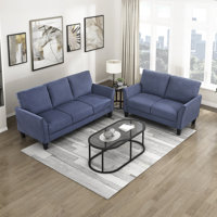 Kowal Modern & Contemporary Textured Fabric 2-Piece Living Room Set with Flared Arms, High-Density Foam & Pocket Coil Seating & Attached Cushions by Winston Porter
