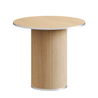 Modern 31.5" fluted round dining table with a silver outline by Wrought Studio