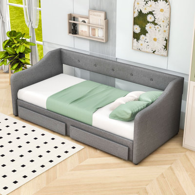 Rilla Twin XL Upholstered Daybed with Two Drawers