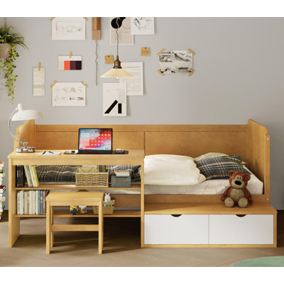 Wooden Storage Daybed with Study Desk