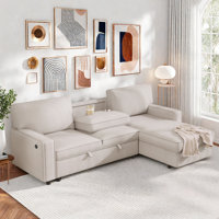 89" Reversible L-Shaped Bayboro With Pull-Out Sleeper, Storage Chaise, USB Ports & 2 Cup Holders by Latitude Run
