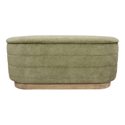 Bushfield Storage Bench In Contemporary Leaf Green Multi-weave Fabric On Solid Wood by Hokku Designs