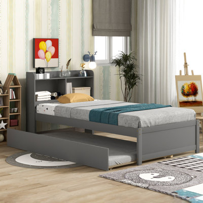 Teen Bed Platform Standard Bed With Bookcase And Twin Trundle by Latitude Run