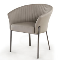 Dark Gray Pu Leather Upholstered Arm Dining Chair by Mercer41