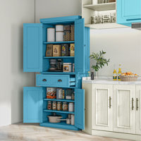 Kitchen Pantry Cabinet, Freestanding Tall Storage Cabinet, Kitchen Cabinet With 3 Adjustable Shelves, Living Room Accent Cabinet