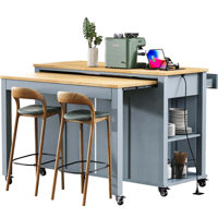 47" Truro With Extendable Dining Table, Rubber Wood Veneer Kitchen Table With Internal Storage Rack, Power Outlet, Truro With Storage 2 Drawers 2 Cabi by Lark Manor