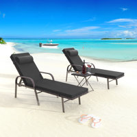 3-Piece All-Weather HDPE Wicker Chaise Lounge Set with Six-Position Adjustable Back & High-Resilience Foam Cushions by Latitude Run