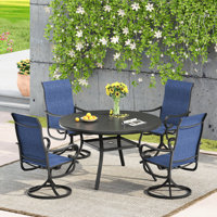 Aluminum Patio Dining Set with Aluminum Round Dining Table and 4 Textilene Swivel Dining Chairs by Red Barrel Studio