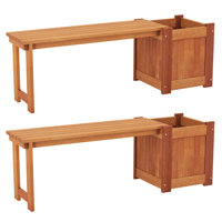 2PCS Bench with Planter Box 2 in 1 Wooden Flower Box Kit with Seat by Latitude Run