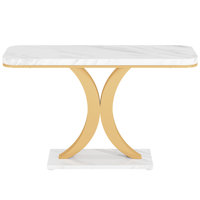 39.4" Console Table, Narrow Entryway Foyer Table with Geometric Base by Mercer41