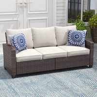 71" Hand-Woven Wicker Outdoor Sofa by Winston Porter