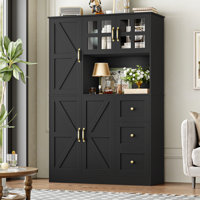 61.8" Kitchen Pantry Cabinet with Microwave Shelf, Food Pantry with Adjustable Shelf, Ideal for Apartments, Tiny Homes, or Smart Minimalists by Gracie Oaks