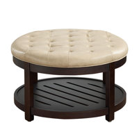 Farmhouse Upholstered Storage Tufted Ottoman with Storage Tray by Latitude Run