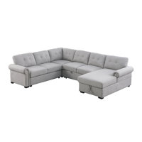 Upholstered U-Shape Sectional Sleeper Couch With Tufted Cushions